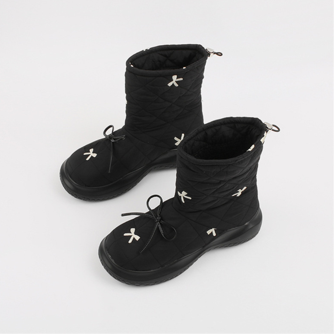 【即納】platform ribbon snow boots lf-s1035