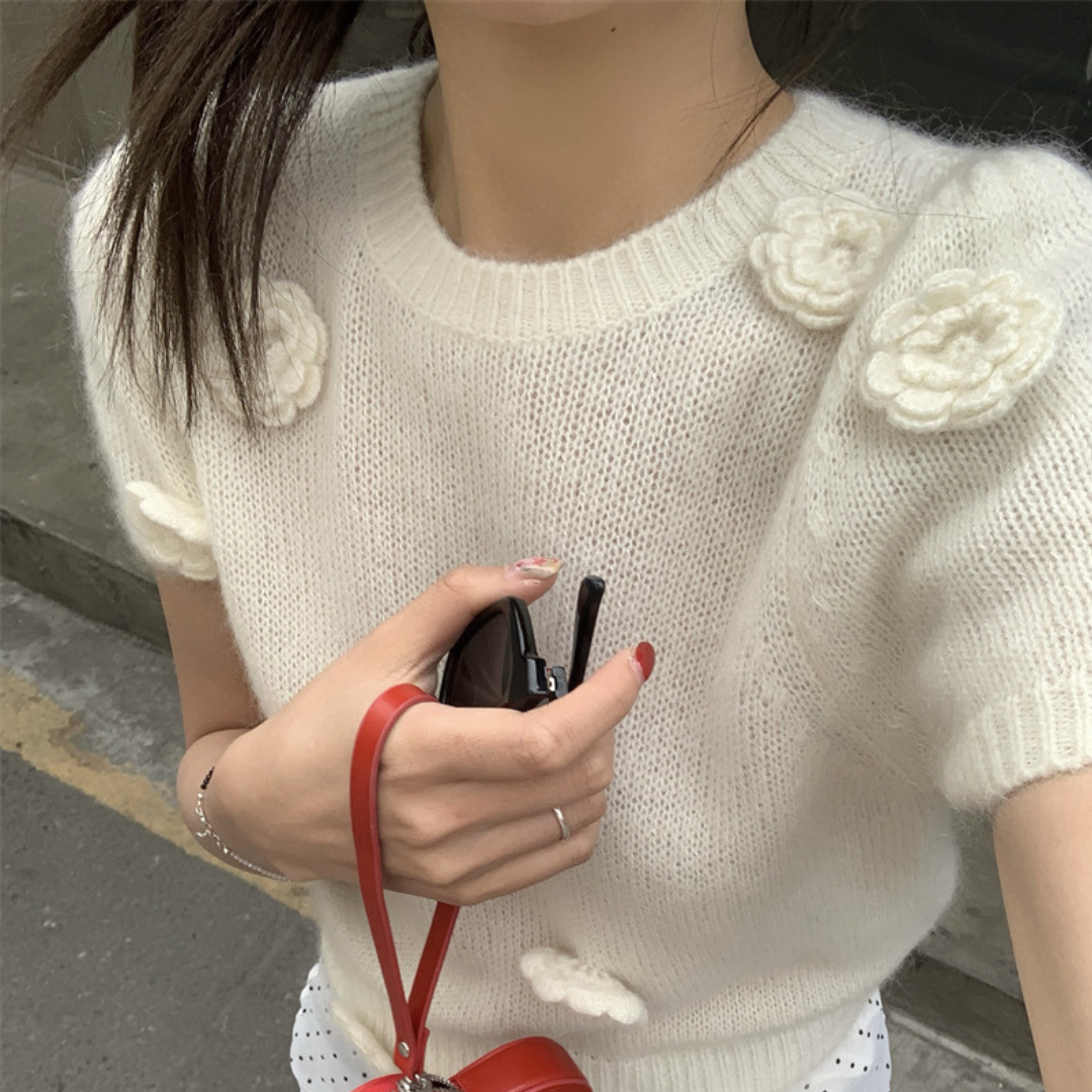 flower short sleeve knit lf3177