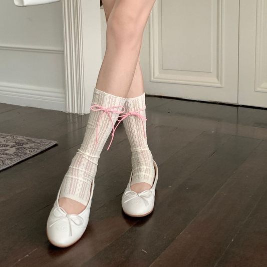 middle ribbon string socks lf2924