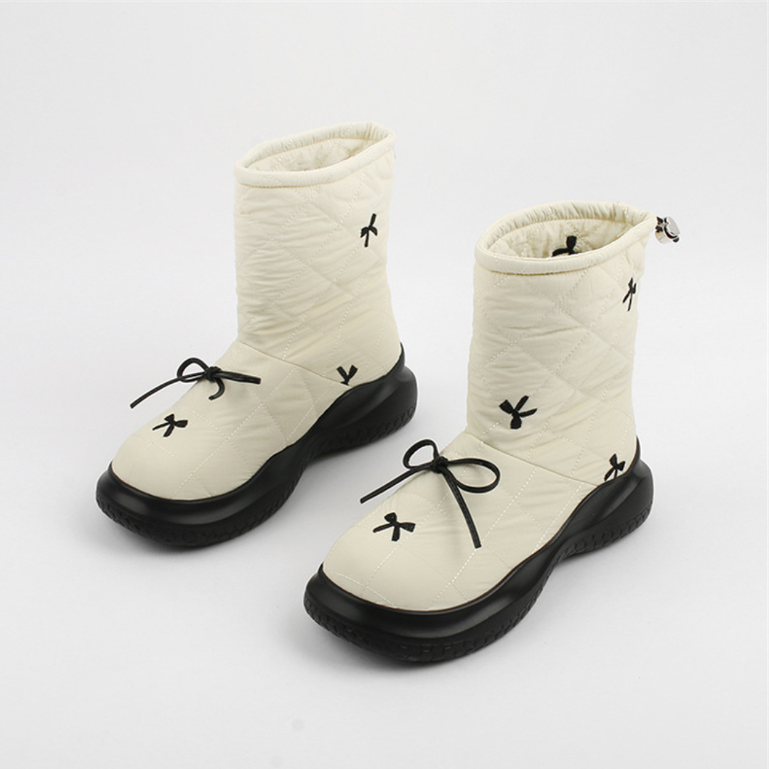 【即納】platform ribbon snow boots lf-s1035