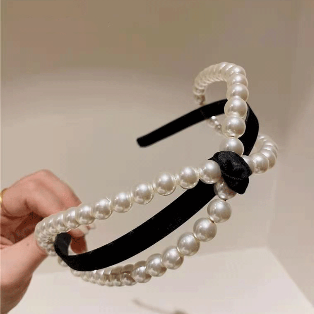 pearl big ribbon headband lf2635