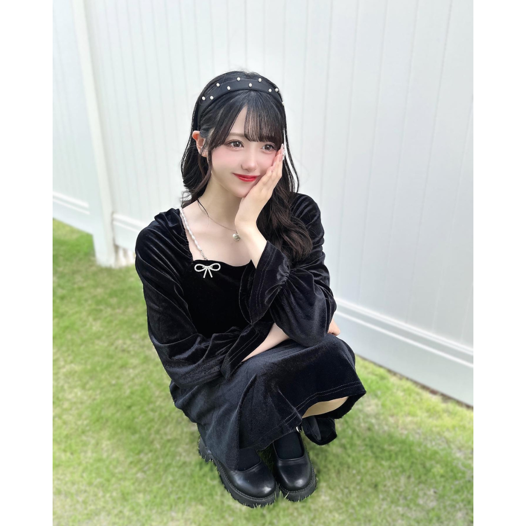 ribbon bijou velvet long onepiece lf2556