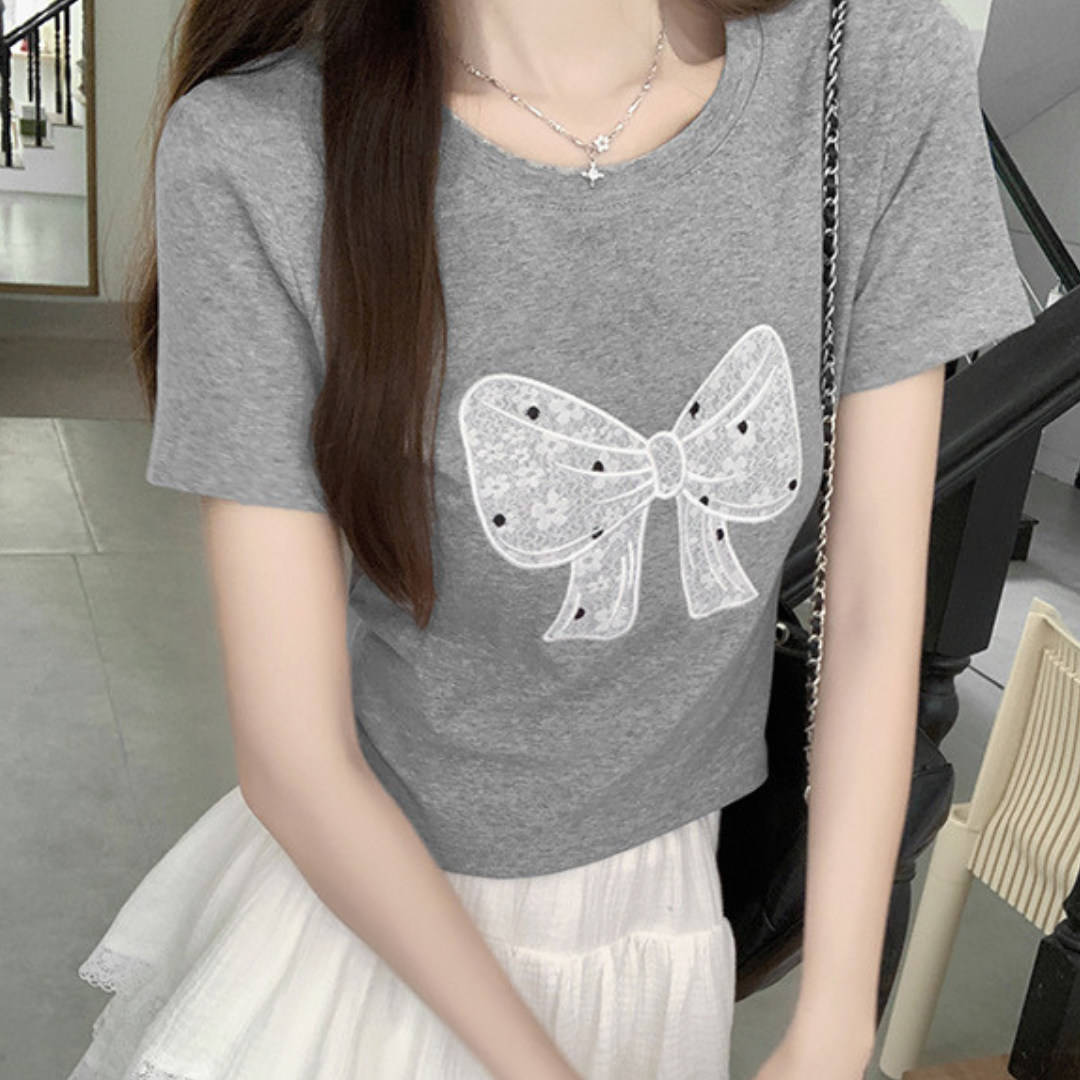 floral lace ribbon Tshirt lf3285