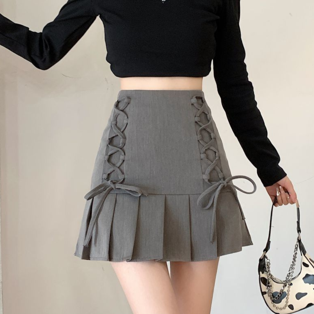 side lace-up ribbon skirt lf2956