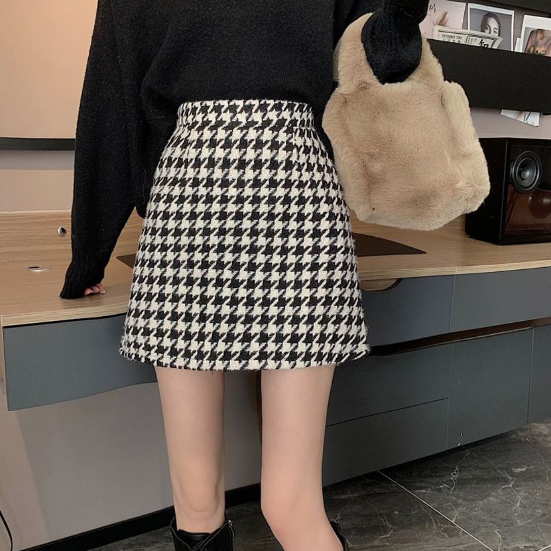 houndstooth mini skirt lf2540