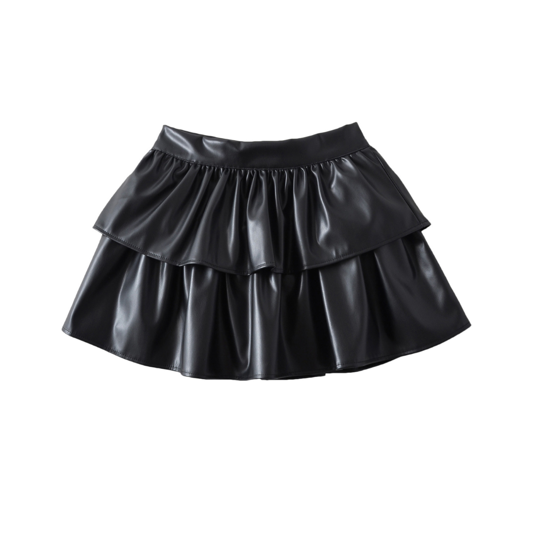 スカート Synthetic Leather Ruffled Mini Skirt - ボトムス、パンツ