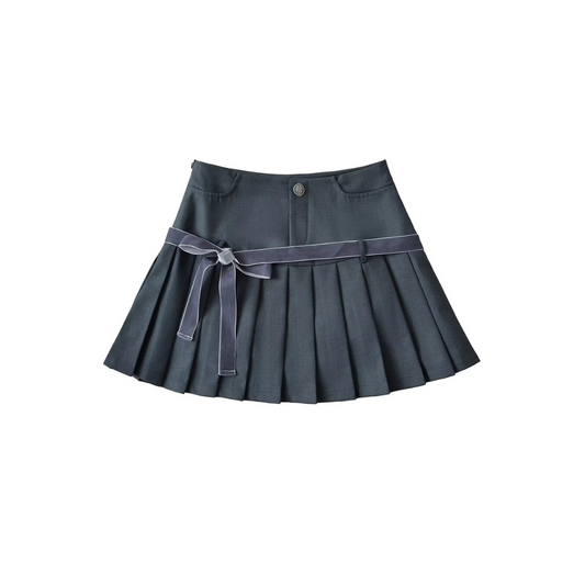 circumferential ribbon pleated skirt lf3167-1【即納】