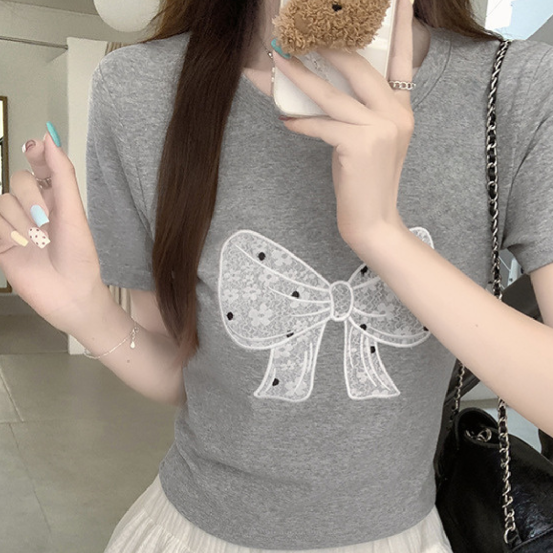 floral lace ribbon Tshirt lf3285