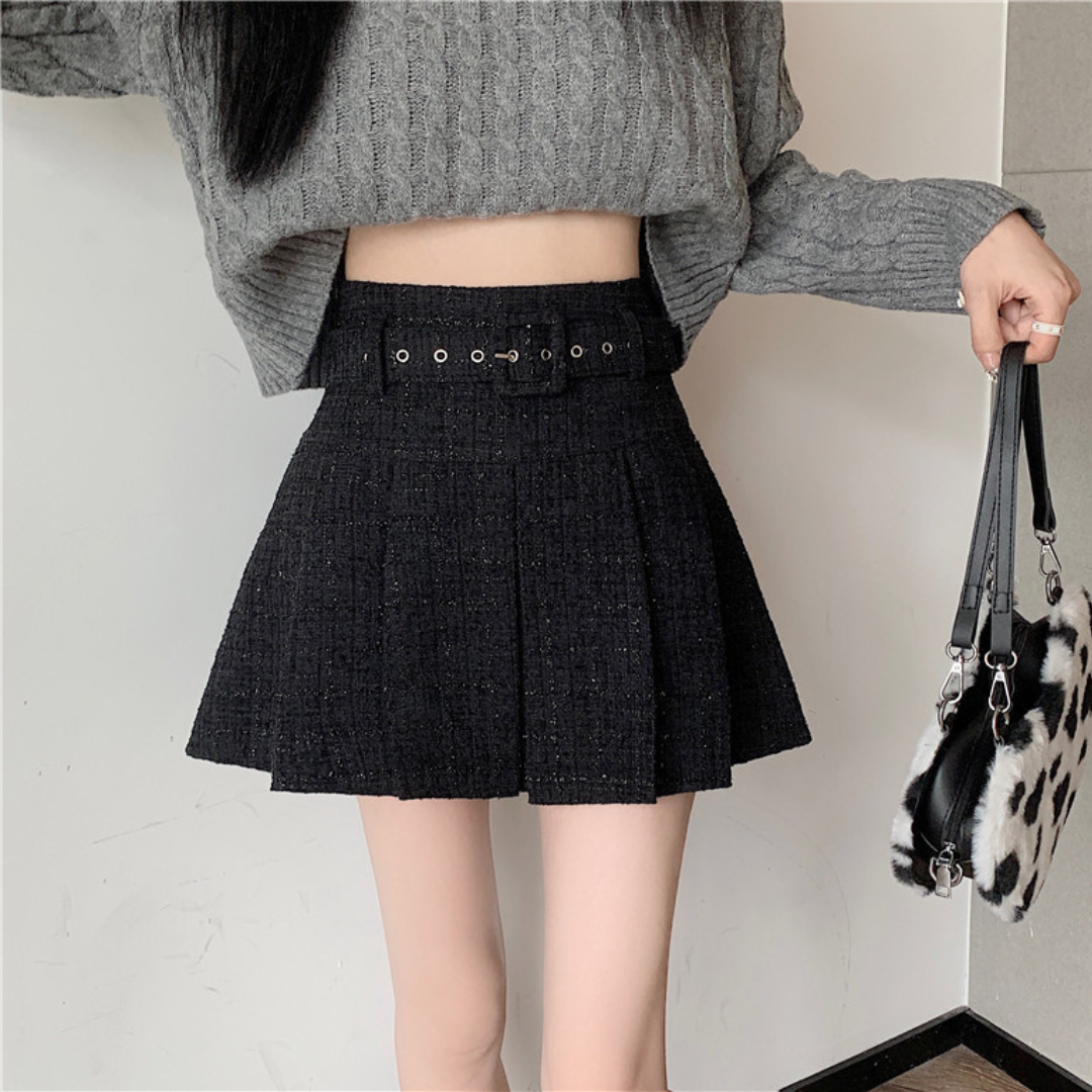 Tweed pleated skirt lf2588