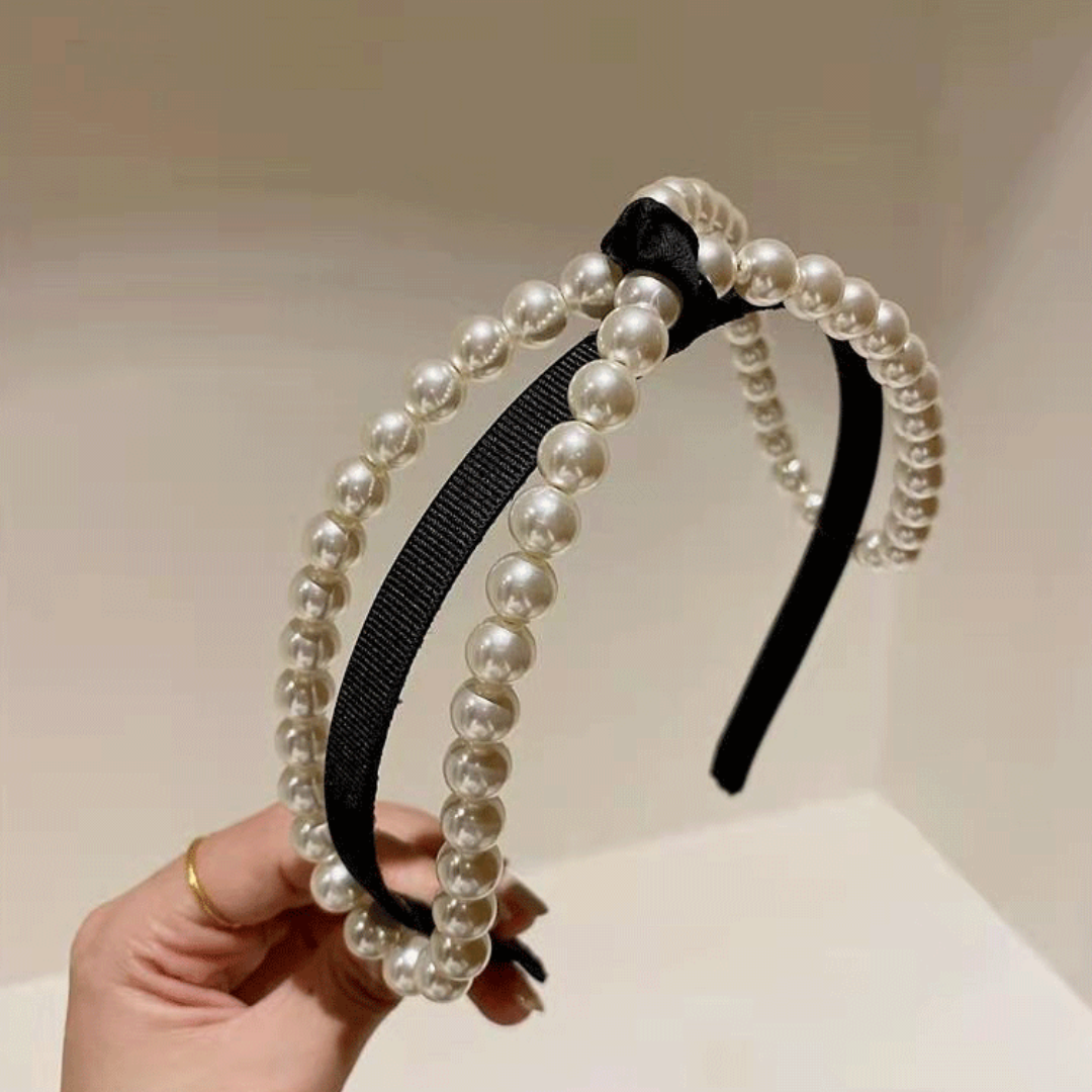 pearl big ribbon headband lf2635