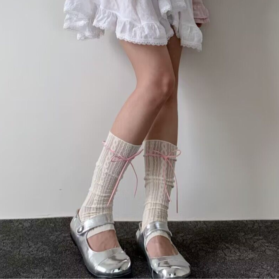 middle ribbon string socks lf2924