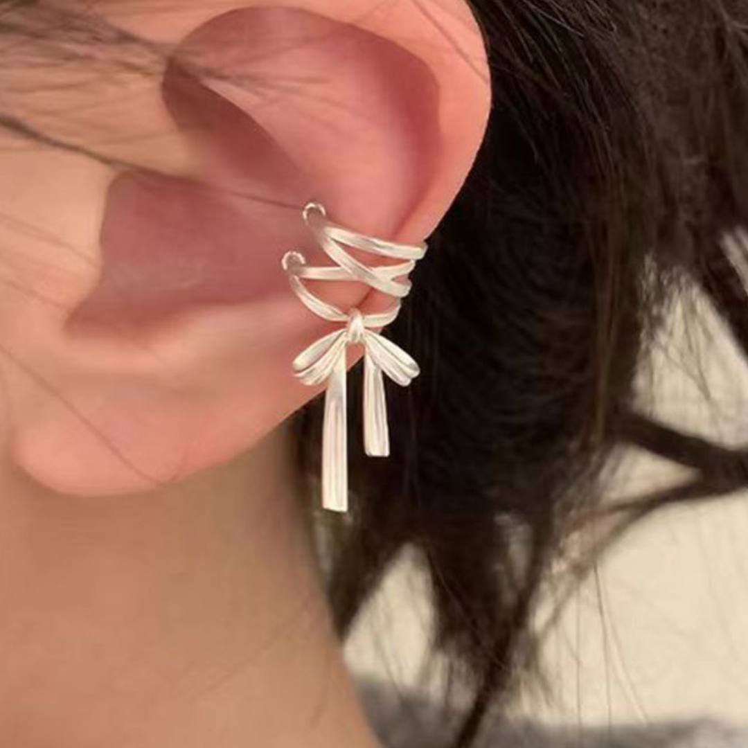 lace-up ribbon ear cuff lf3197