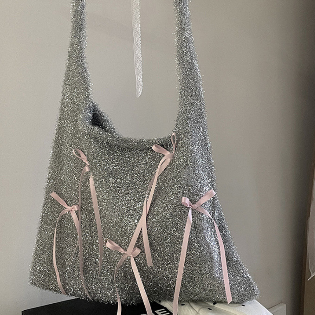 sparkly ribbon tote bag lf3178