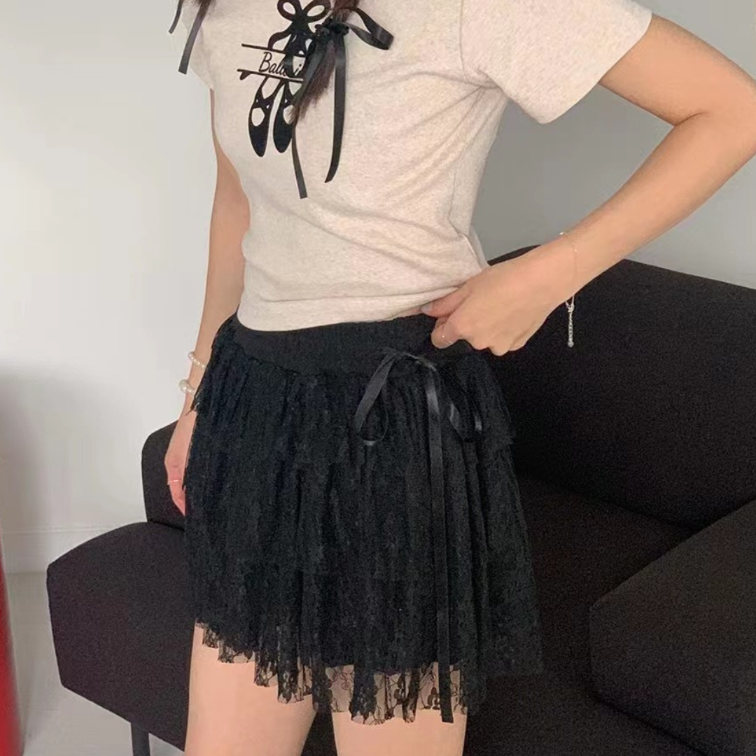 ballet core lace mini skirt lf3085