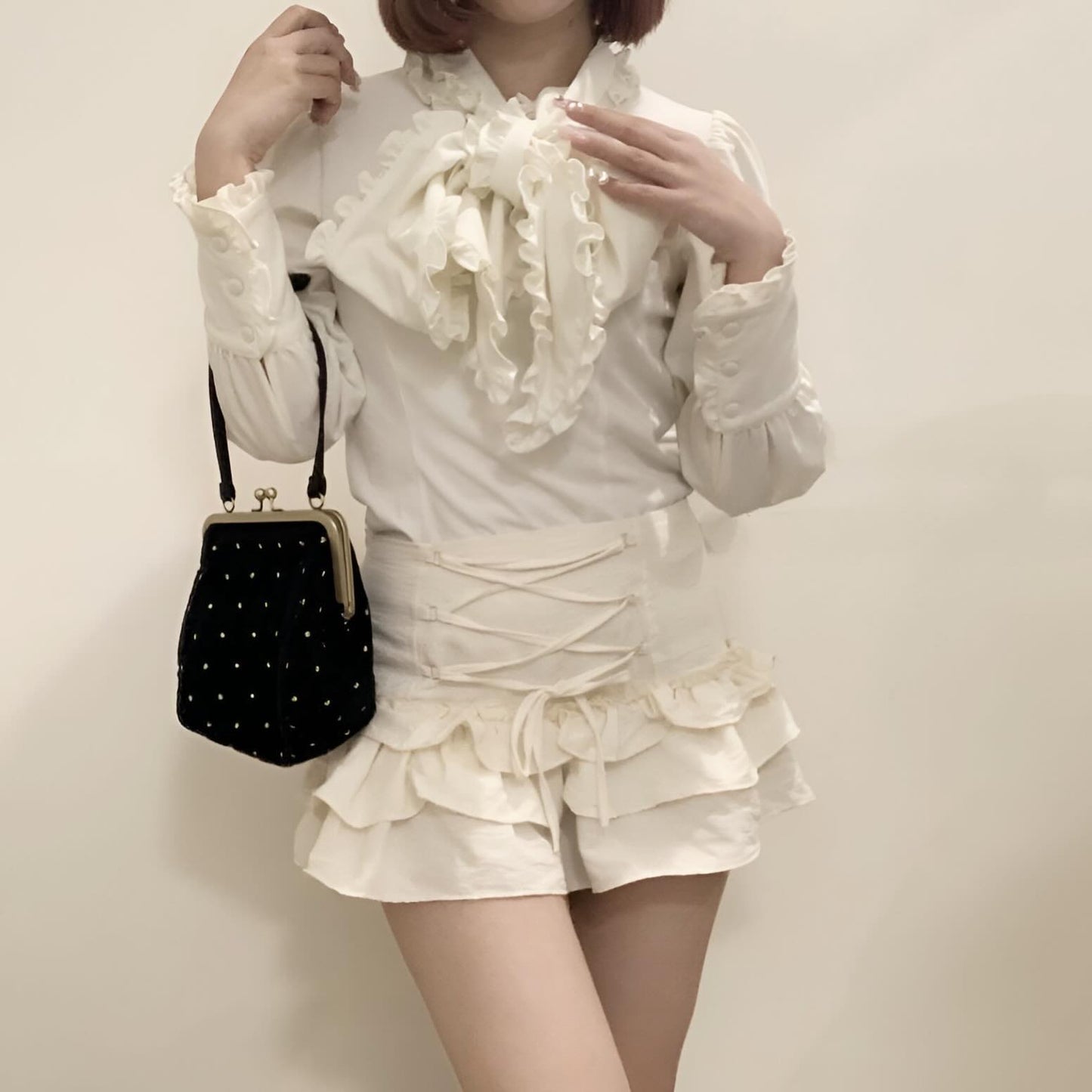 front lace up mini skirt lf3003