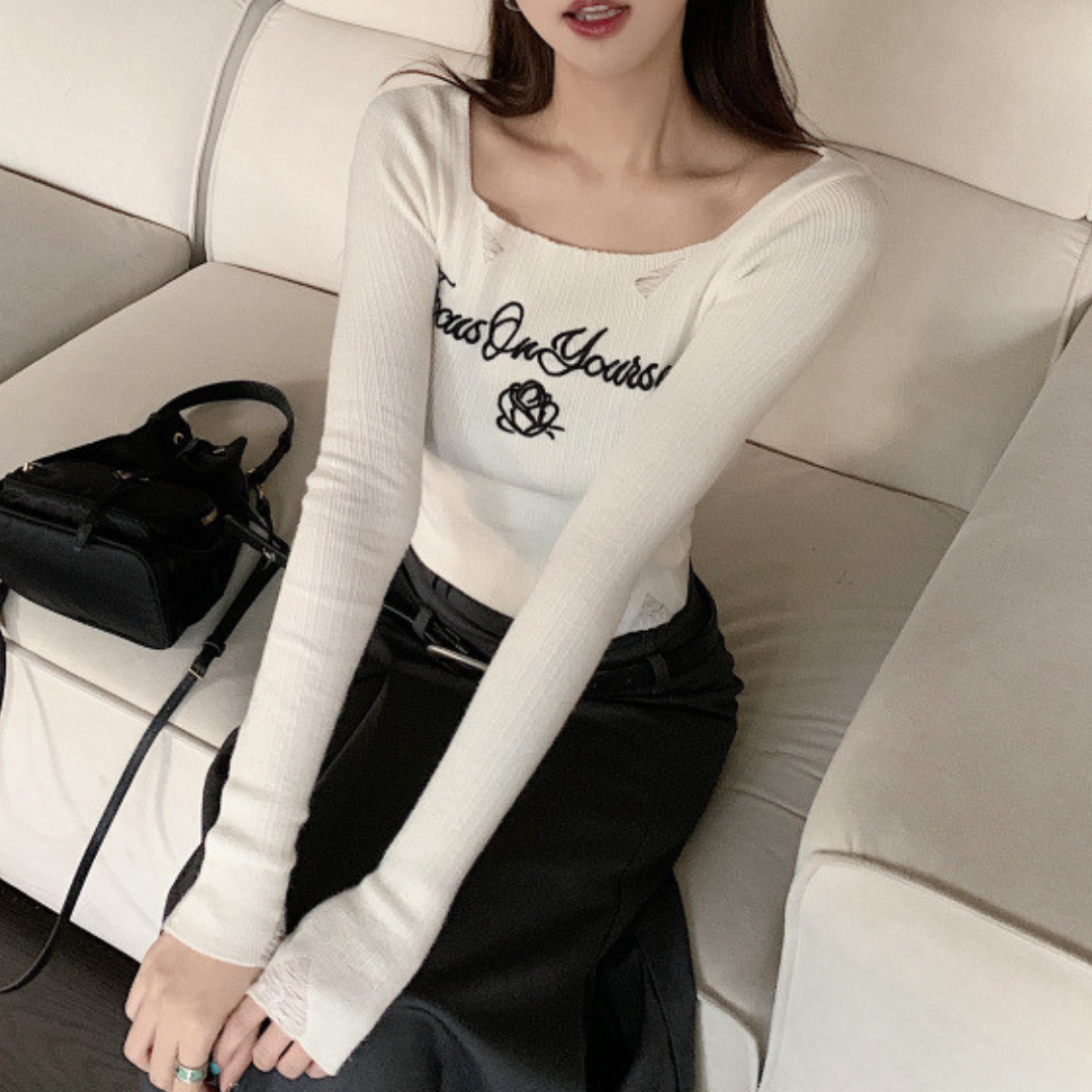 rose logo sweater tops lf2989