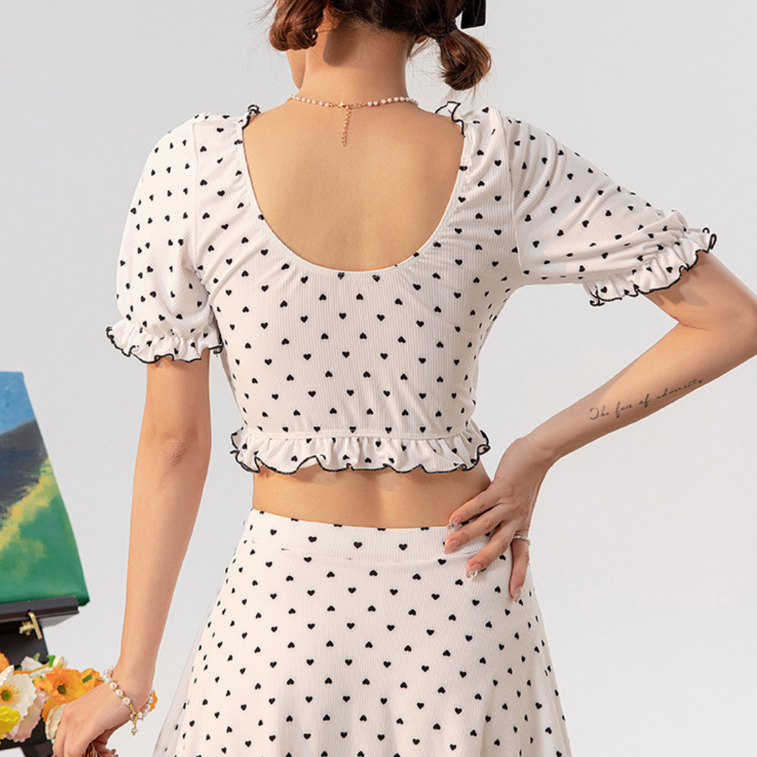 【即納】heart dot frill swim wear lf2481