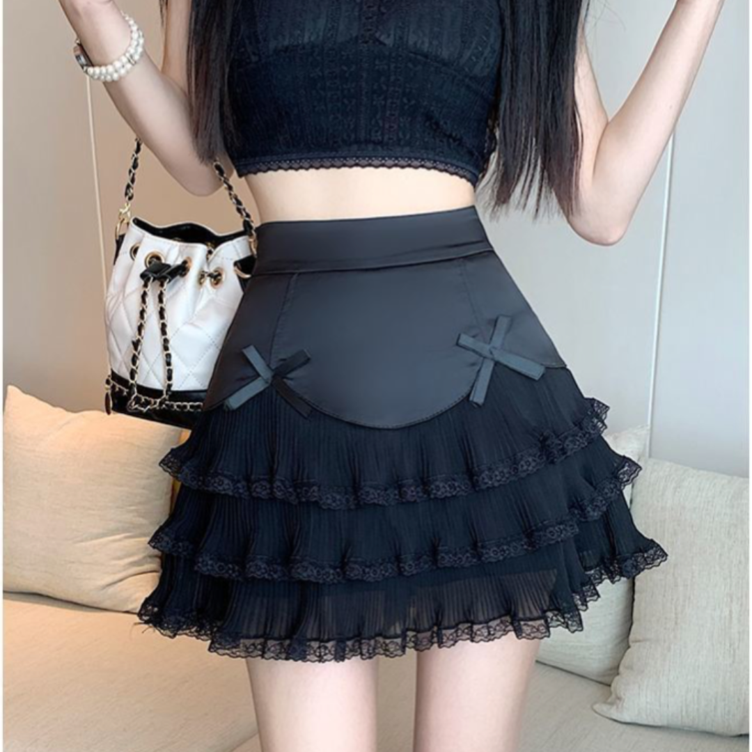 layer lace mini skirt lf2996