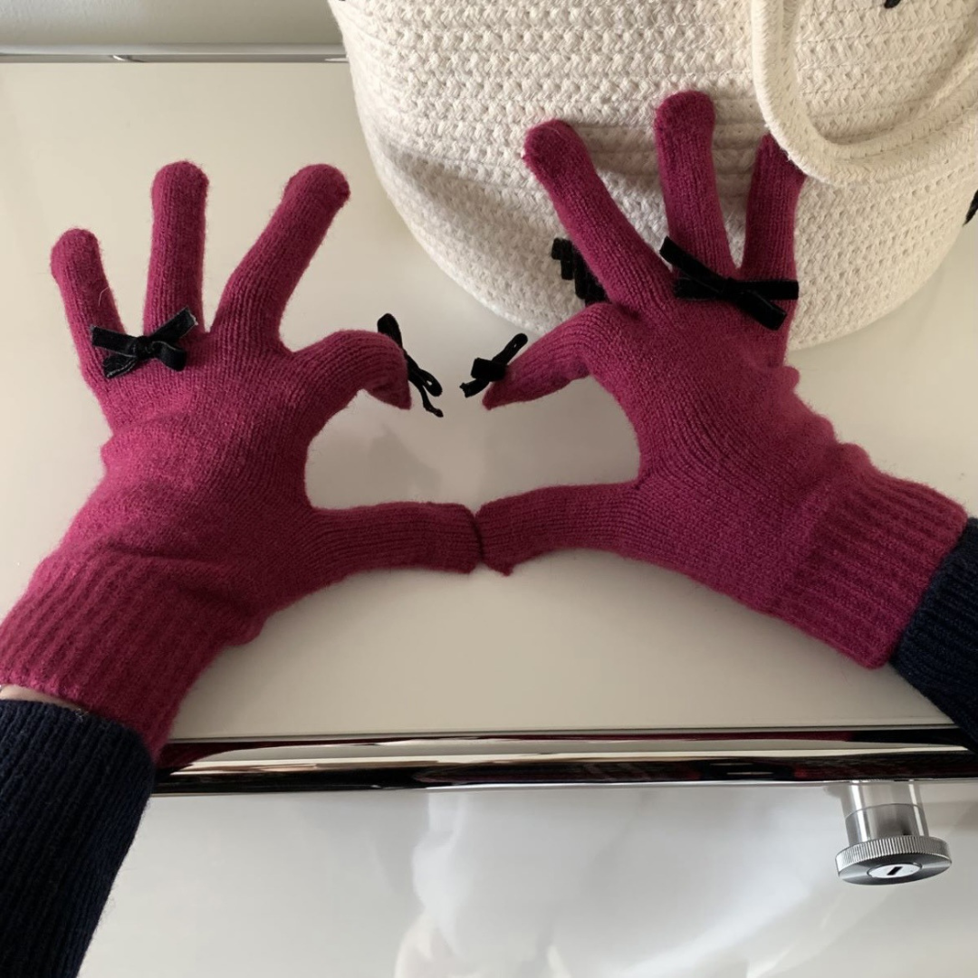 ribbon knit gloves lf2573
