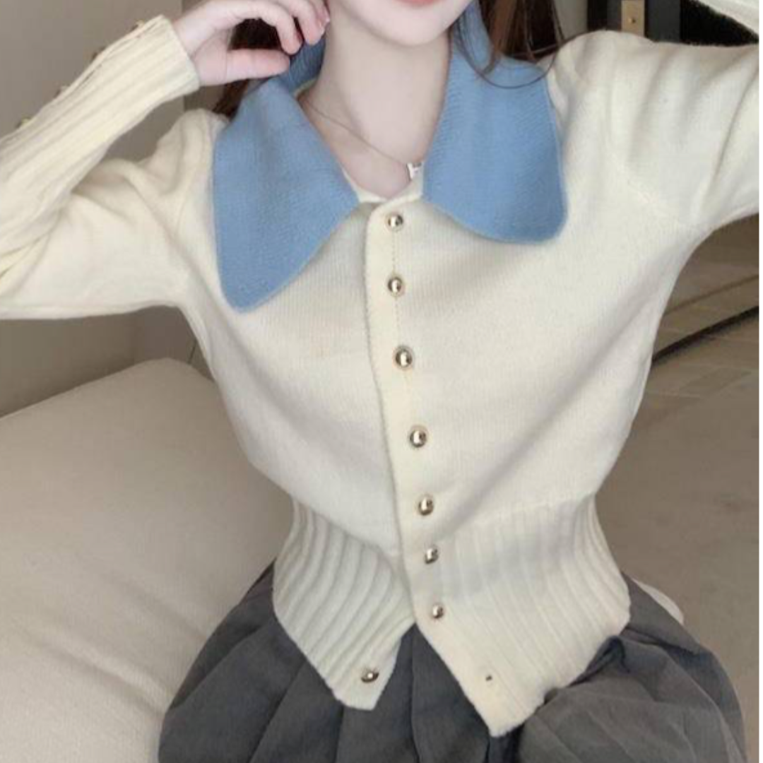 bicolor soft cardigan lf3002