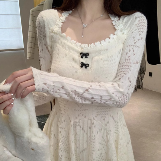 ｗaist design lace mini dress lf2926