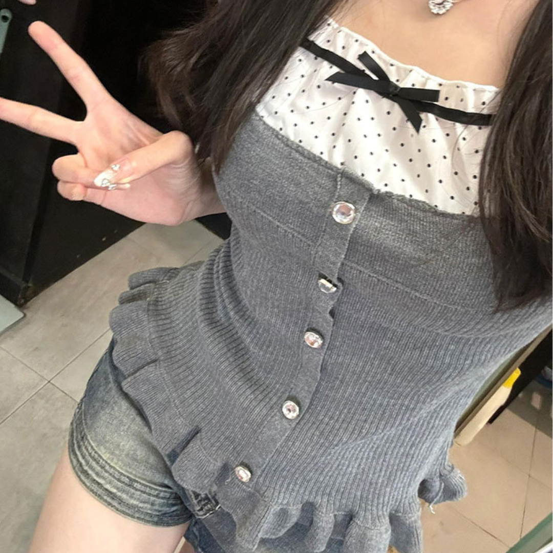 mini peplum short sleeve knit lf3273