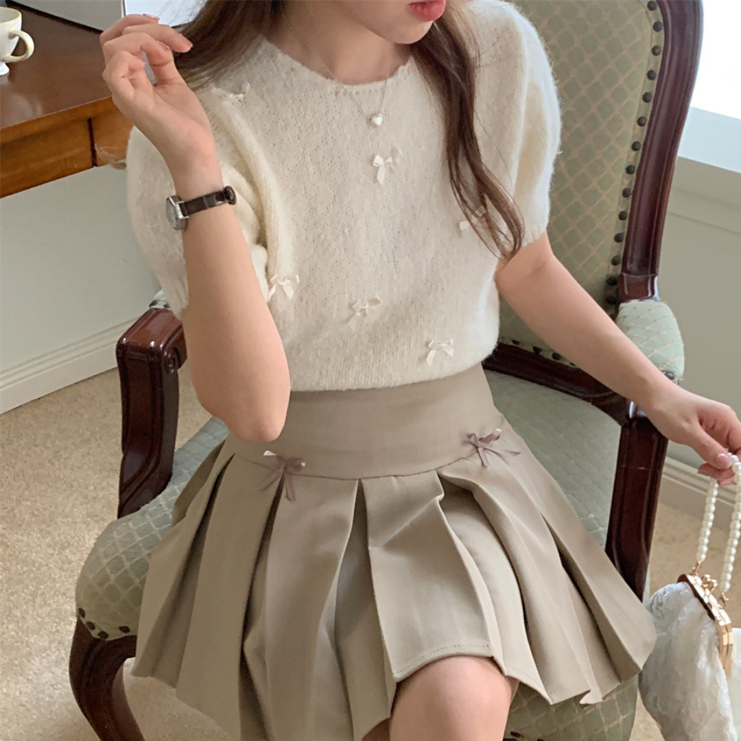 sweet ribbon short sleeve knit lf2993