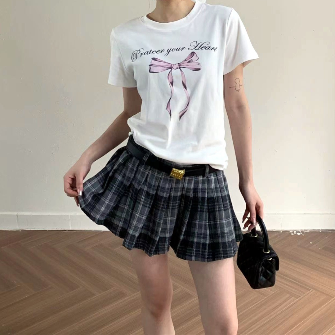 ribbon design t-shirt lf3078