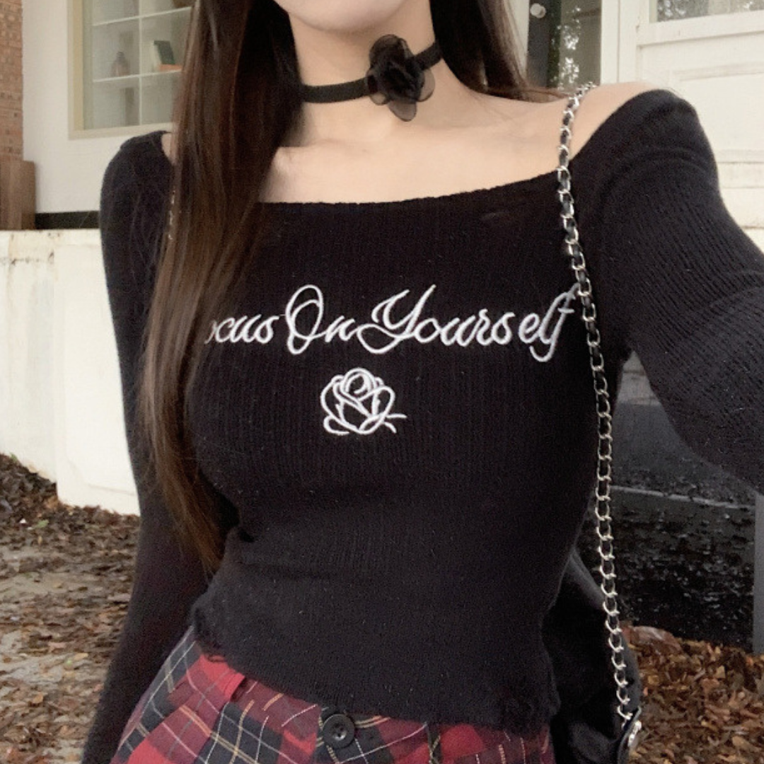 rose logo sweater tops lf2989