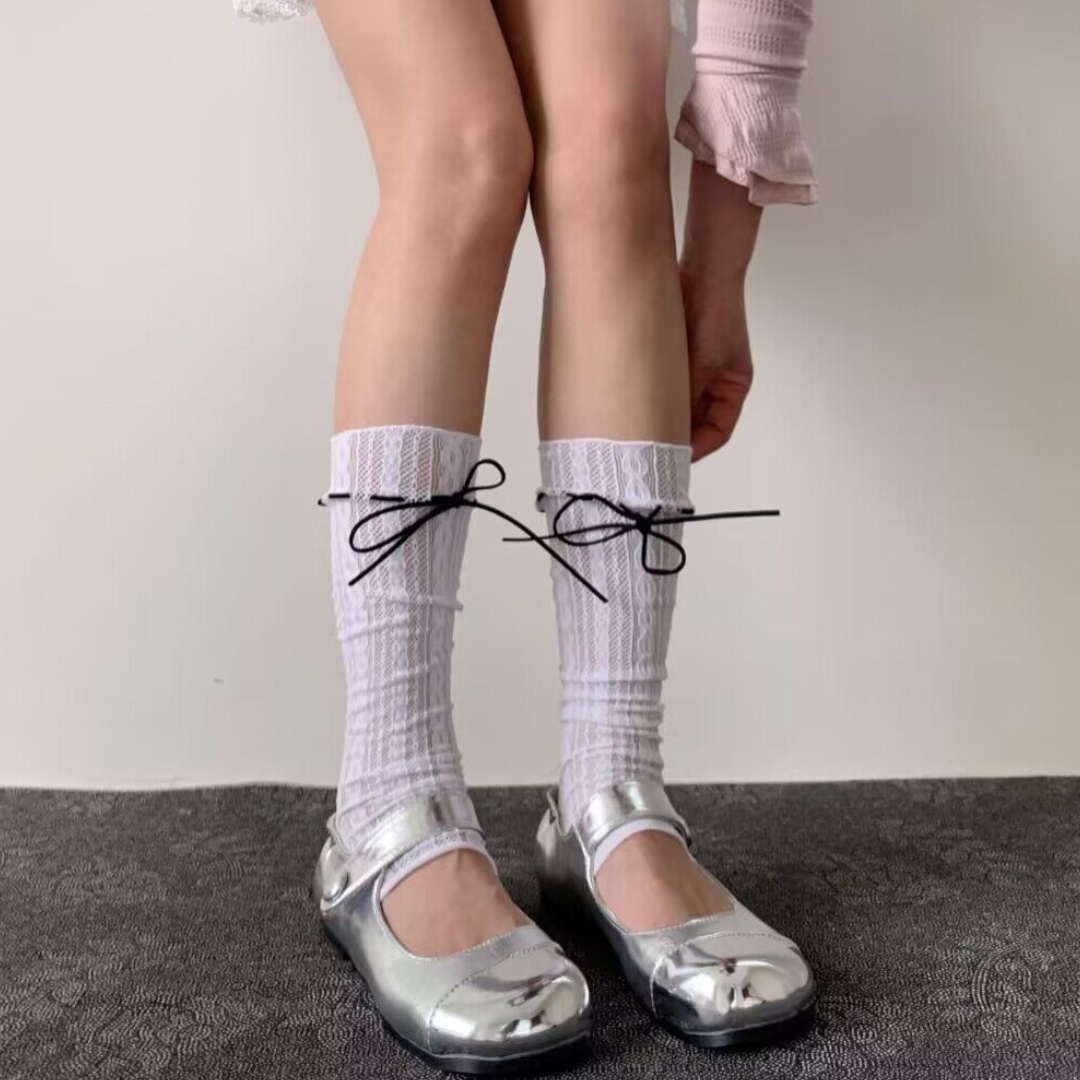 middle ribbon string socks lf2924