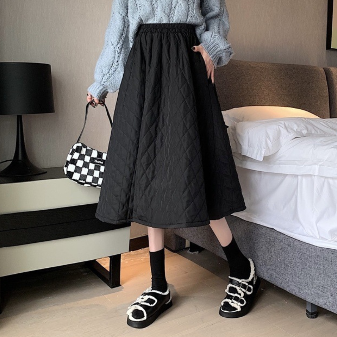 diamond quilted skirt lf2609