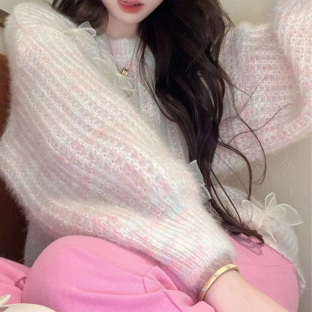 colorful ribbon sweater lf2638