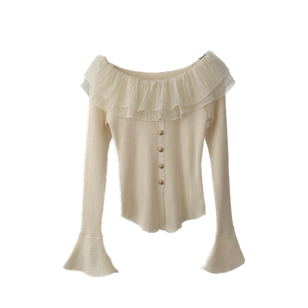 ruffled one shoulder sweater lf2601