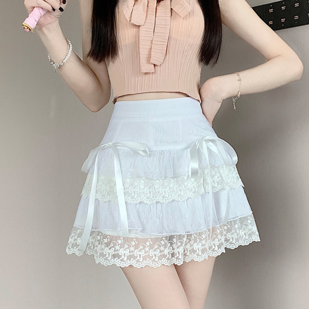 lace tiered mini skirt lf3223 – La Florence