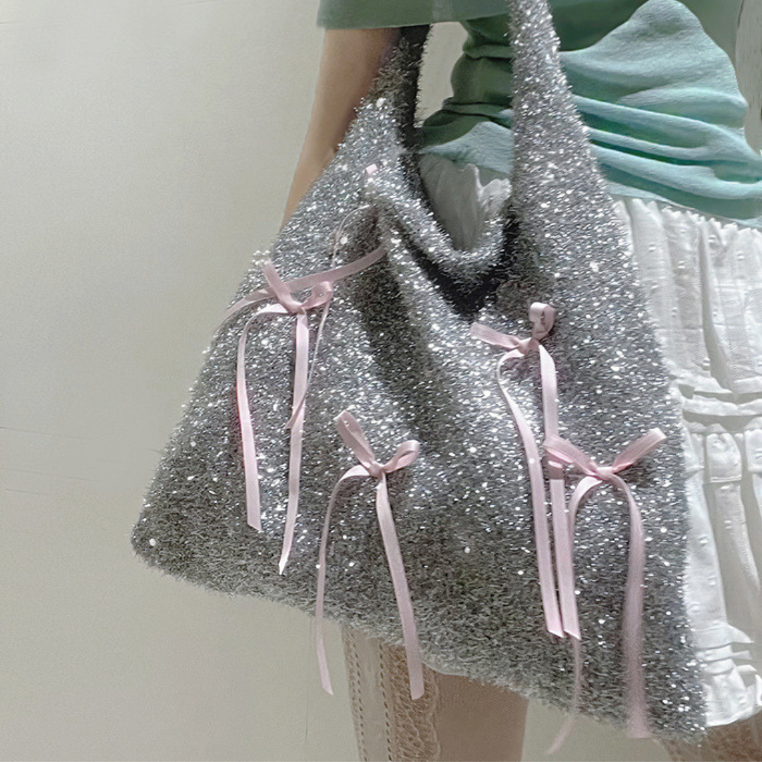 sparkly ribbon tote bag lf3178