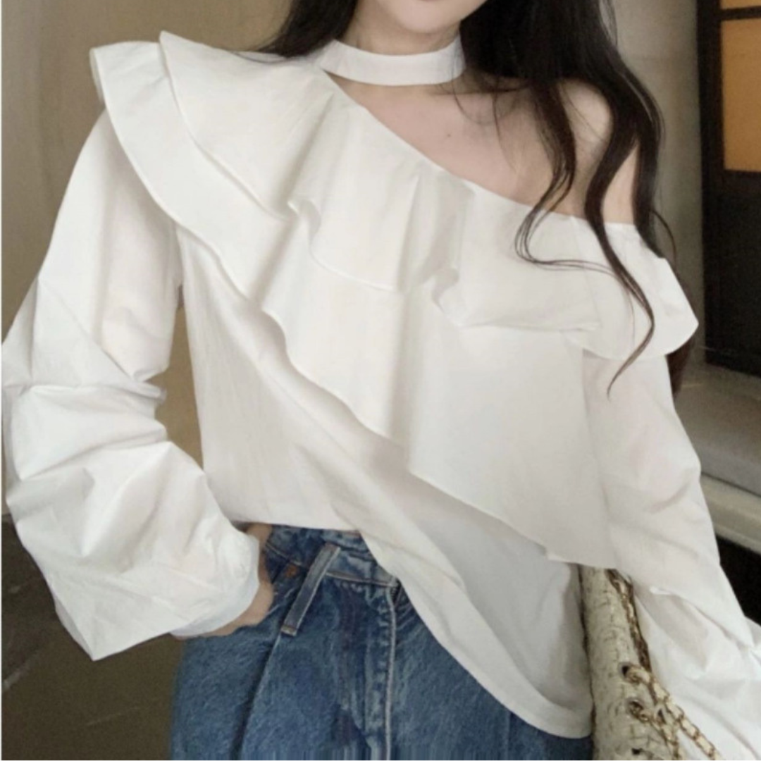 choker ruffle blouse lf3182