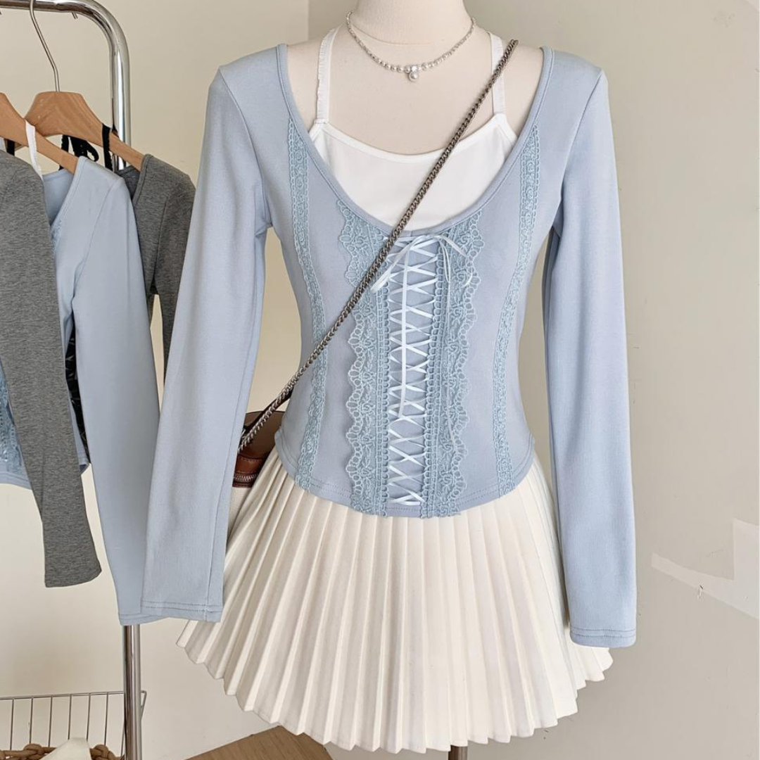 【Ranking3位】ballet core lace up tops lf3119