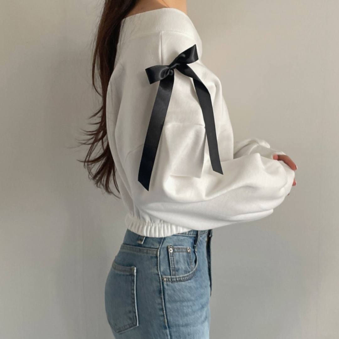 off shoulder ribbon sweat lf2821 – La Florence