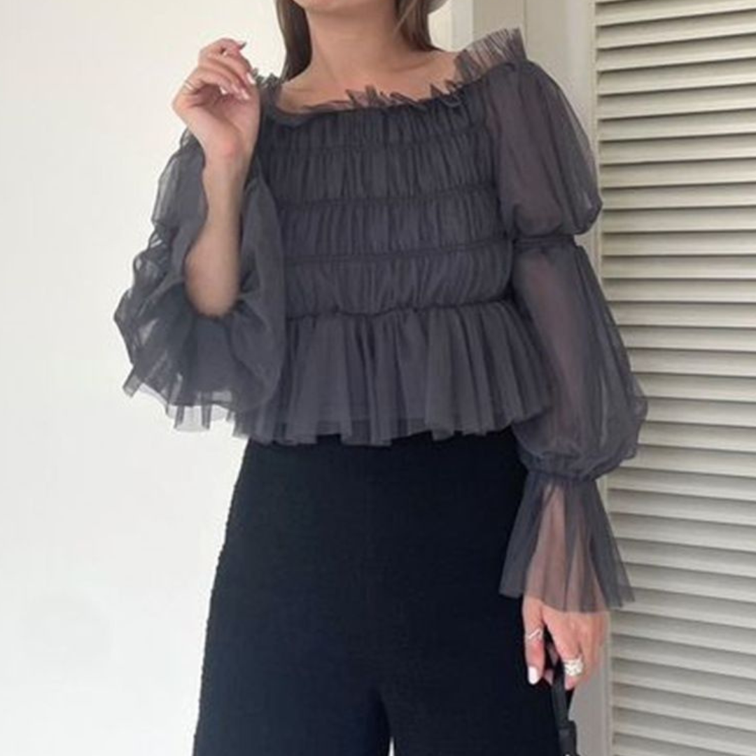 tulle shoulder tops lf3110