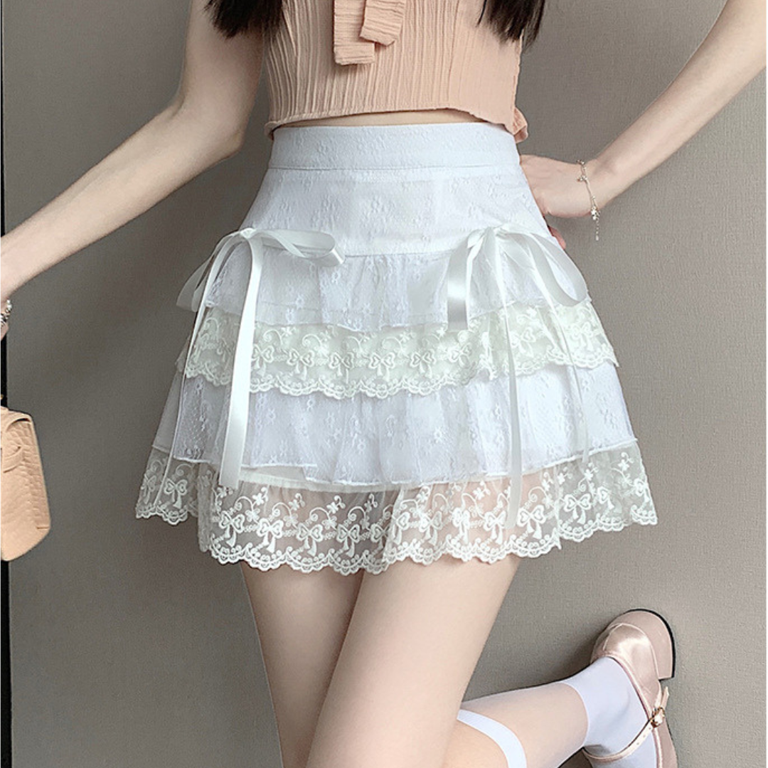 lace tiered mini skirt lf3223 – La Florence