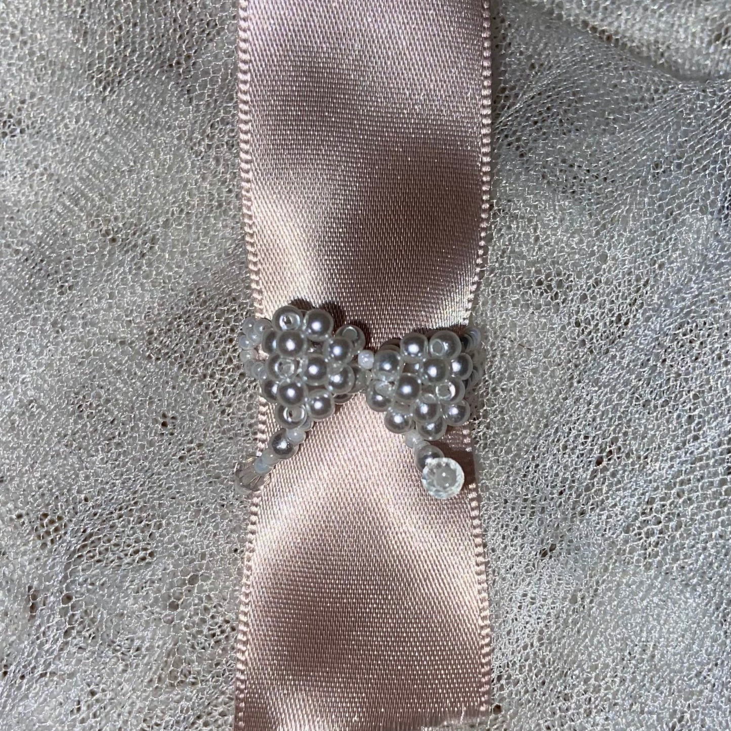 【即納】beaded pearl ribbon ring lf-s1031