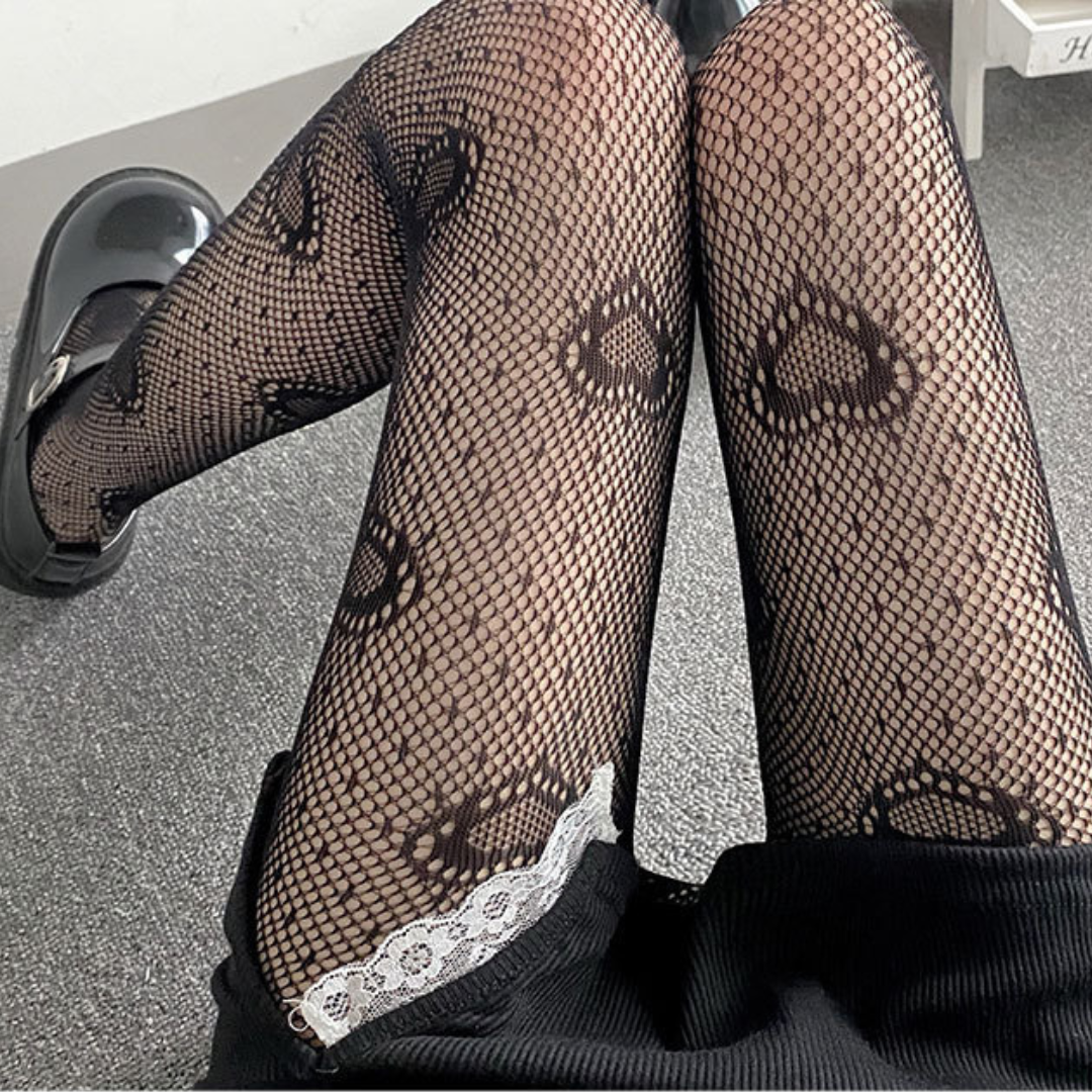 heart pattern stockings lf2753-1【即納】