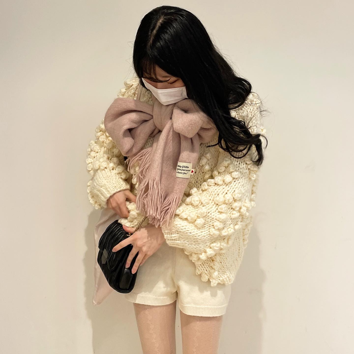 ponpon knit cardigan lf1036