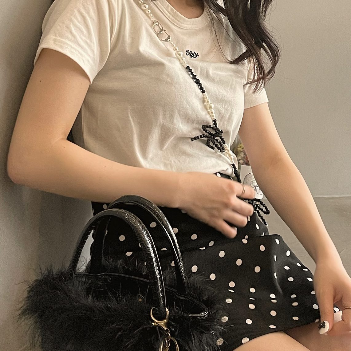 dot mini skirt lf1089-1【即納】