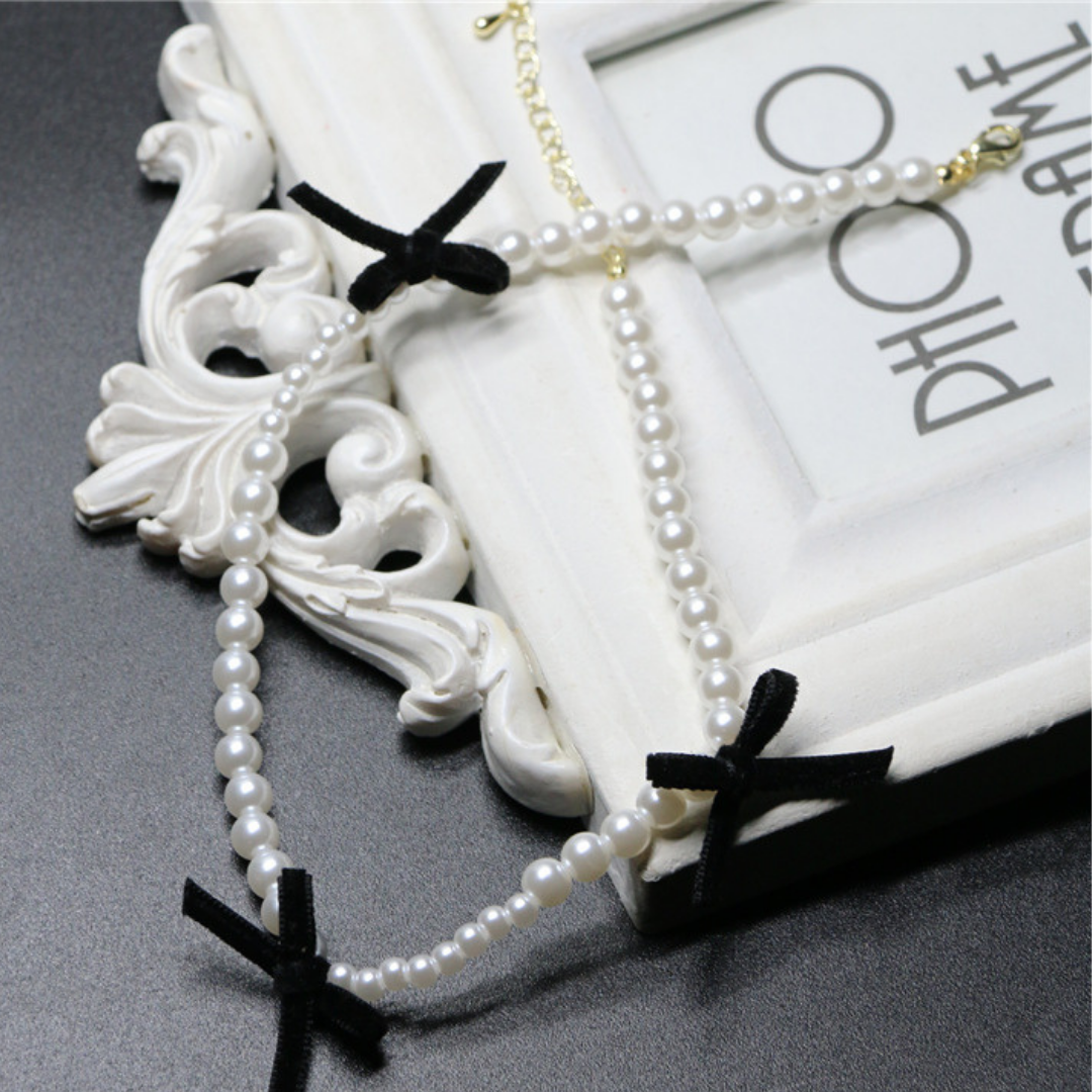 pearl ribbon necklace lf1173