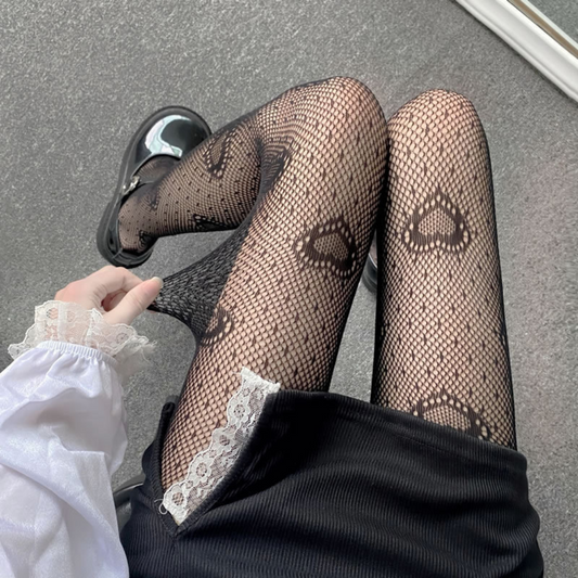 heart pattern stockings lf2753-1【即納】