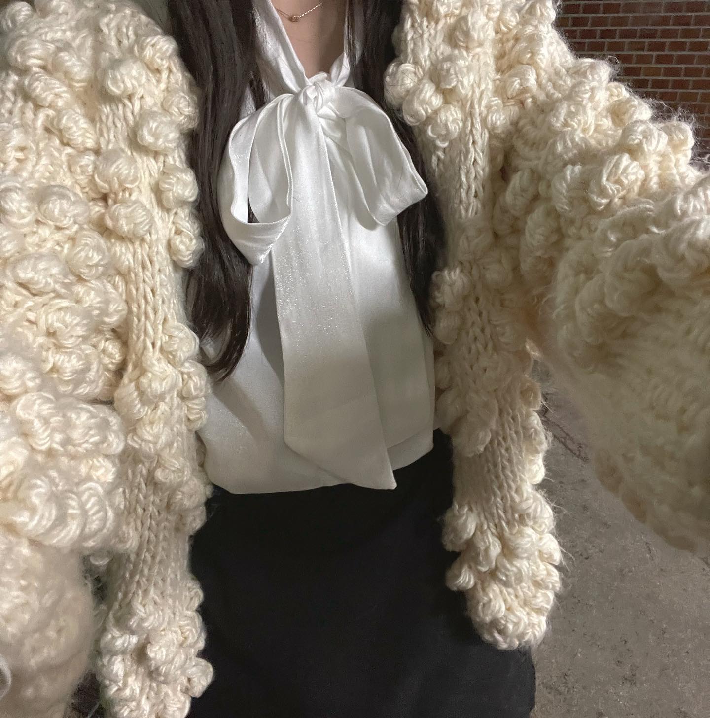 ponpon knit cardigan lf1036