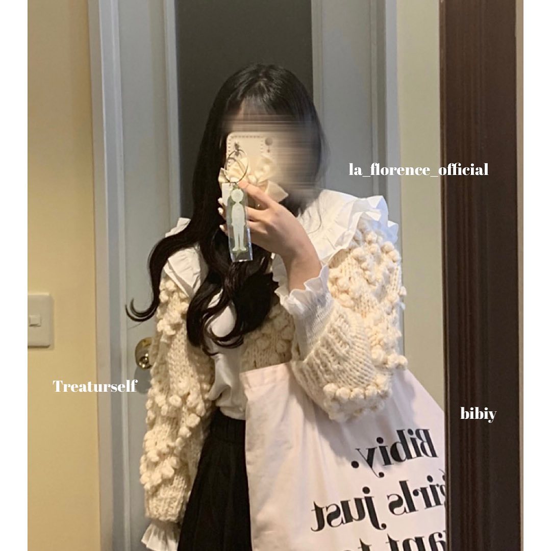 ponpon knit cardigan lf1036