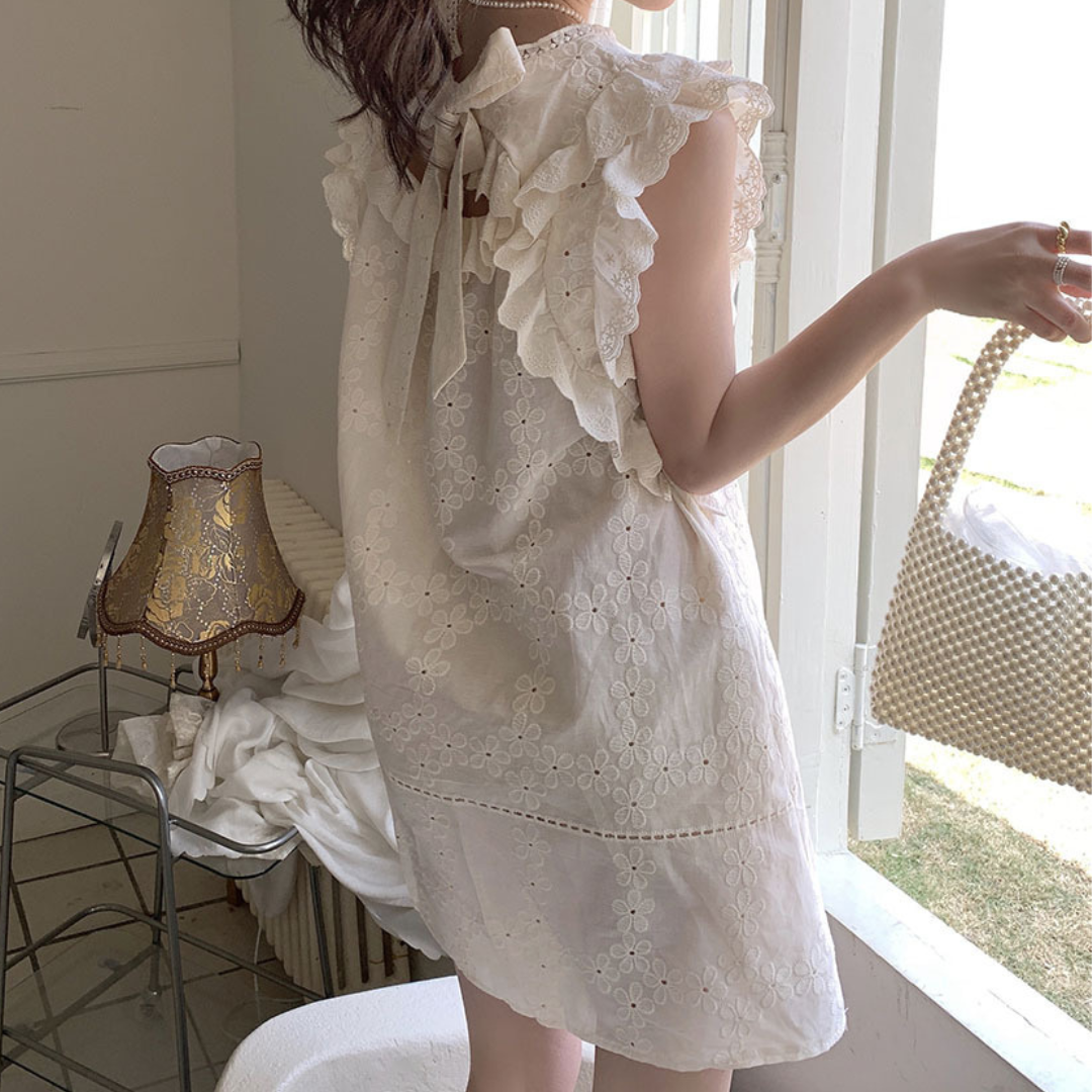 back ribbon frill mini retro onepiece lf2353-1【即納】