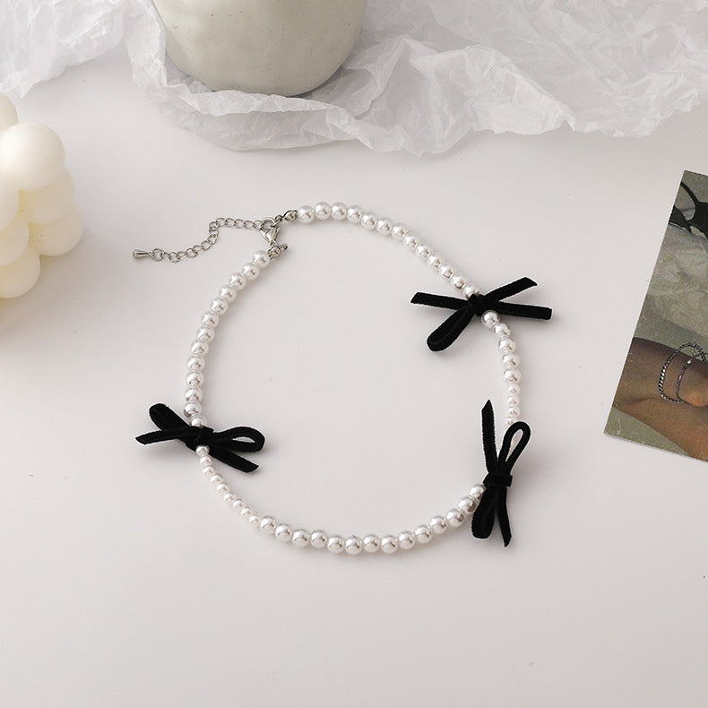 pearl ribbon necklace lf1173